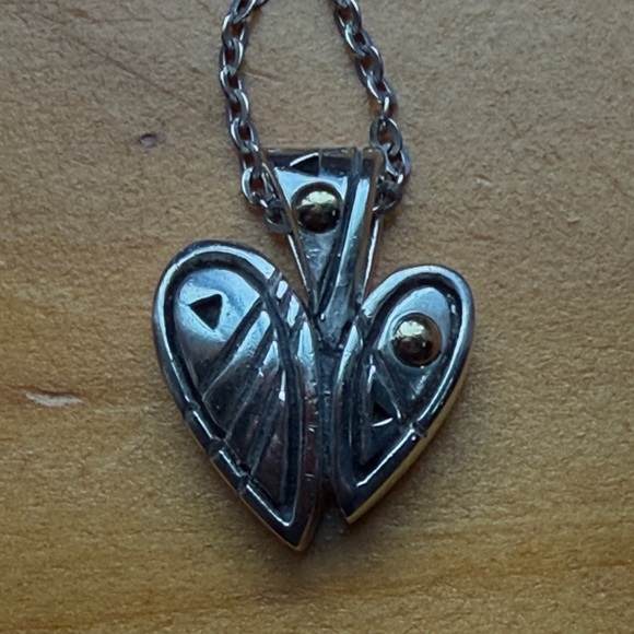 Elegant Silver and Gold Heart Pendant Necklace - Picture 6 of 6